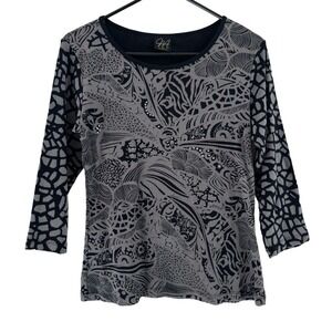 KATINA MARIE 3/4 Sleeve Shirt Rhinestones Made USA Size XS Artsy Whimsigoth